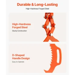 VEVOR 28in Log Lifting Tongs, 2-Claw Log Tongs, Heavy Duty Steel Log Grapple, 1100LBS Lifting Capacity, Swivel Log Graper Timber, Eagle Claw Design, Log Skidding Tongs for Trucks, Tractors, Forklifts