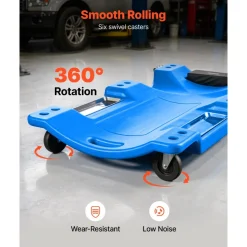 VEVOR 40 in Mechanic Creeper with LED Light, Low Profile Plastic Garage Creeper, 350 lbs Under Car Rolling Creeper with 6 Swivel Casters, Padded Headrest & Tool Trays for Auto Repair