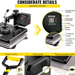 VEVOR 6 In 1 Mug Hat Heat Press & 28 Inch Vinyl Cutter Machine w/ Floor Stand