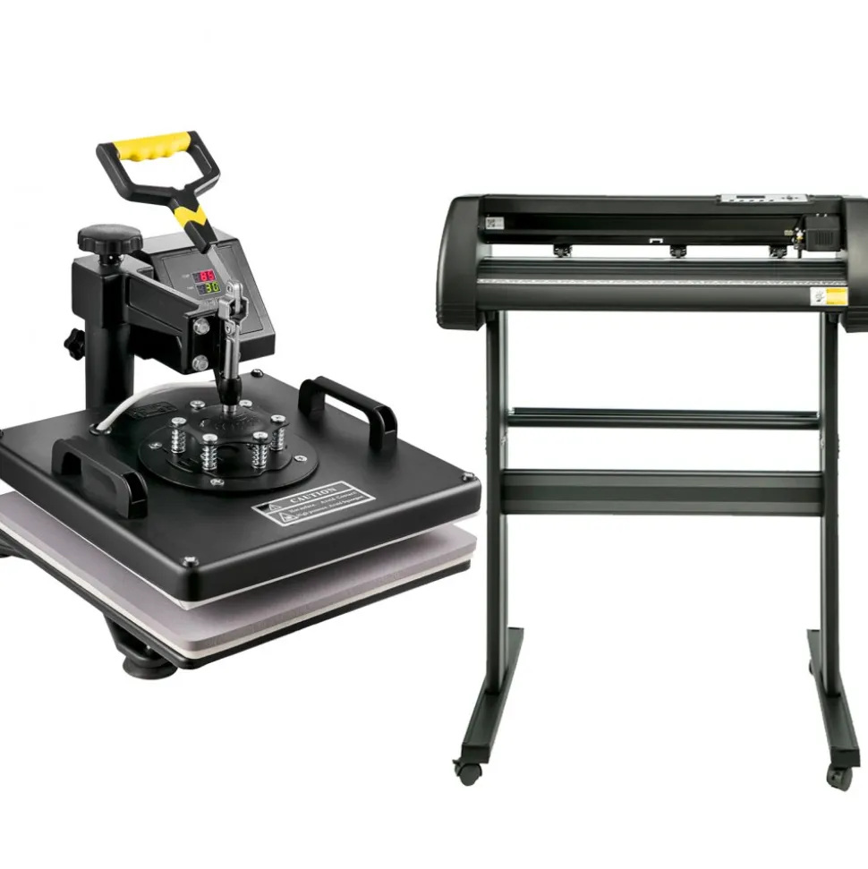 VEVOR 6 In 1 Mug Hat Heat Press & 28 Inch Vinyl Cutter Machine w/ Floor Stand