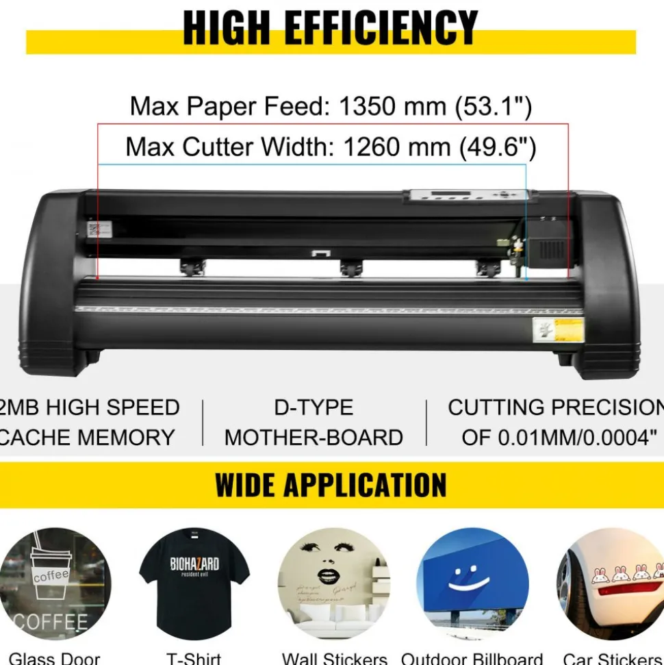 VEVOR 6 In 1 Mug Hat Heat Press & 53 Inch Vinyl Cutter Machine w/ Floor Stand