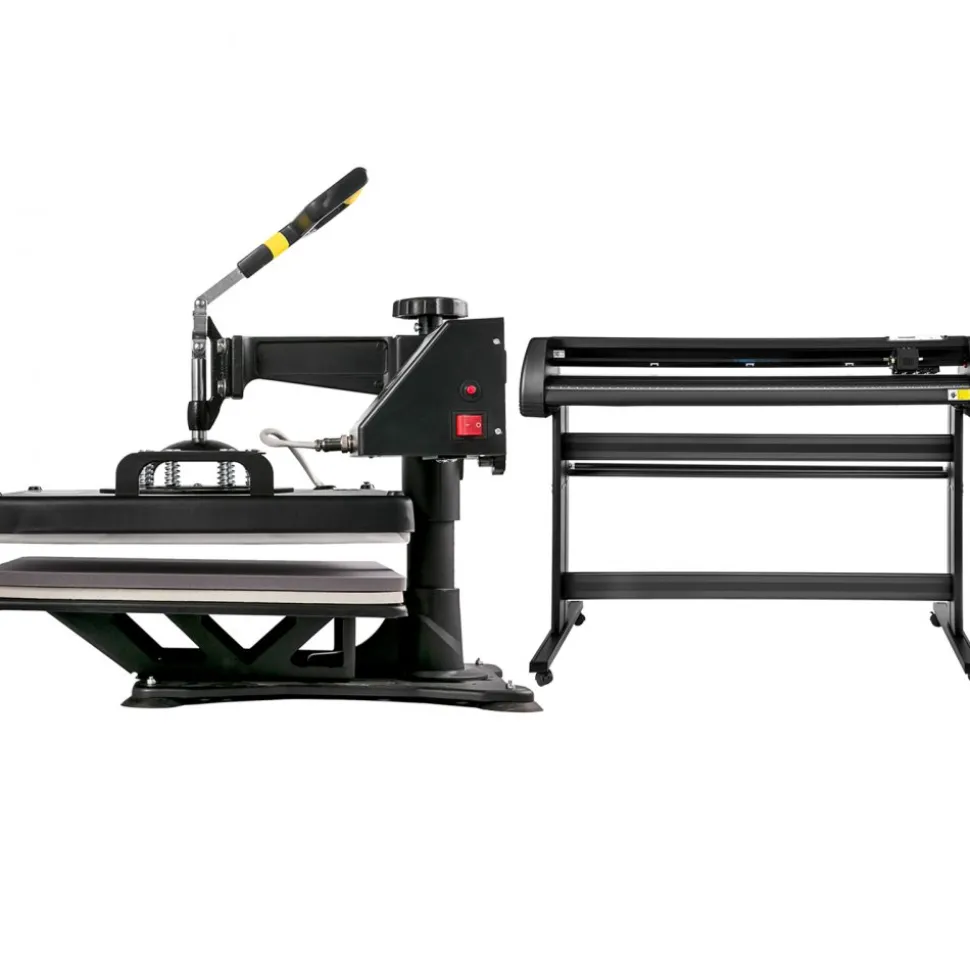 VEVOR 6 In 1 Mug Hat Heat Press & 53 Inch Vinyl Cutter Machine w/ Floor Stand