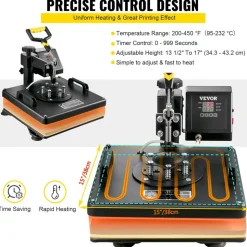 VEVOR 6 In 1 Mug Hat Heat Press & 53 Inch Vinyl Cutter Machine w/ Floor Stand