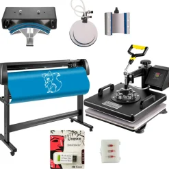 VEVOR 6 In 1 Mug Hat Heat Press & 53 Inch Vinyl Cutter Machine w/ Floor Stand