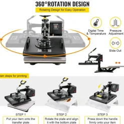 VEVOR 6 In 1 Mug Hat Heat Press & 14 Inch Vinyl Cutter Plotter Machine Kit