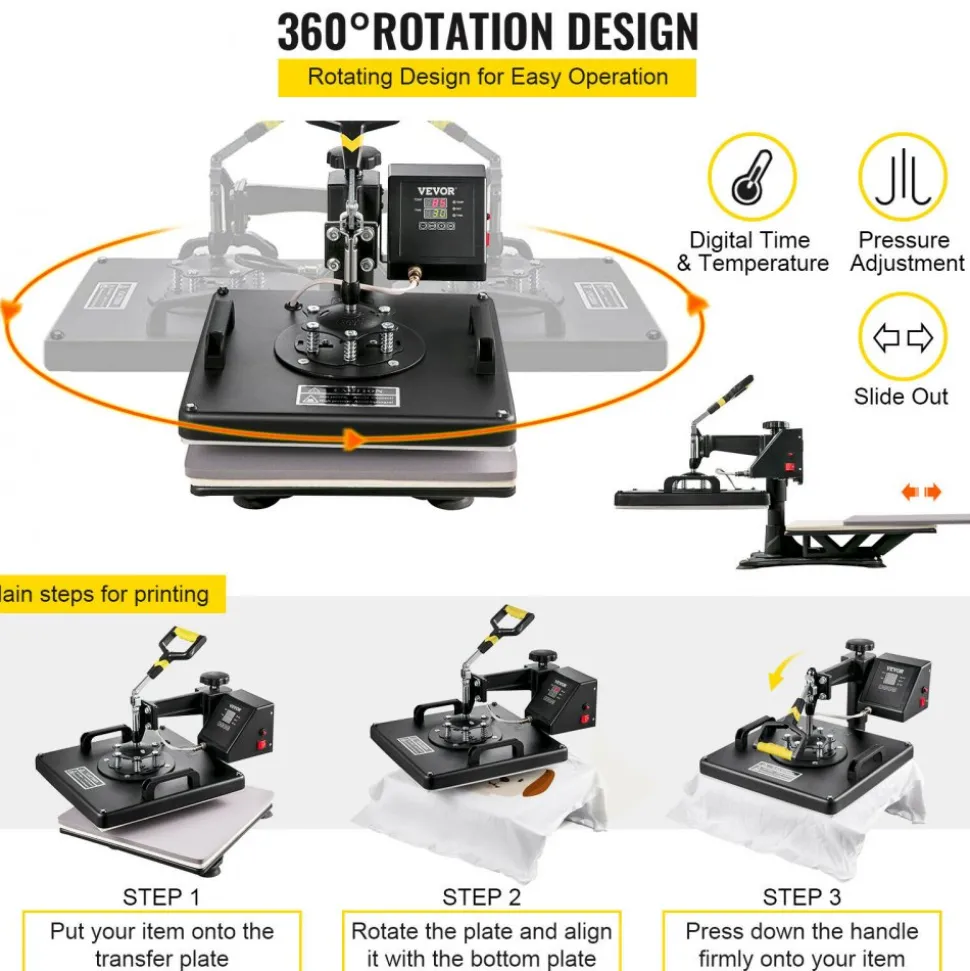 VEVOR 6 In 1 Mug Hat Heat Press & 14 Inch Vinyl Cutter Plotter Machine Kit