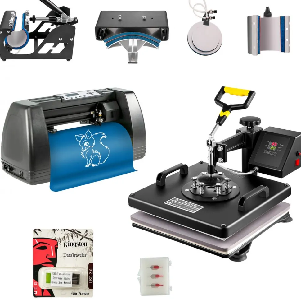VEVOR 6 In 1 Mug Hat Heat Press & 14 Inch Vinyl Cutter Plotter Machine Kit
