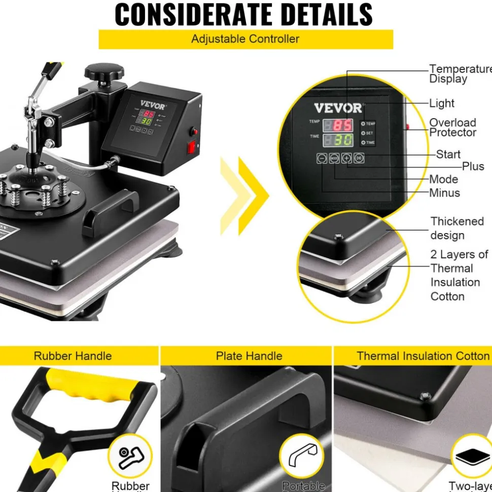 VEVOR 6 In 1 Mug Hat Heat Press & 14 Inch Vinyl Cutter Plotter Machine Kit