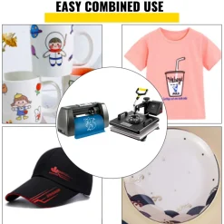VEVOR 6 In 1 Mug Hat Heat Press & 14 Inch Vinyl Cutter Plotter Machine Kit