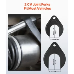 VEVOR Inner CV Axle Puller Tool Set with 5/8 in-18 Slide Hammer & 2-Inch 2.5-Inch CV Joint Fork Adapter, Inner CV Joint Removal Tool Kit, Heavy Duty Front Wheel Drive Axle Puller Slide Hammer Set