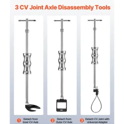 VEVOR Inner CV Axle Puller Tool Set with 5/8 in-18 Slide Hammer & 2-Inch 2.5-Inch CV Joint Fork Adapter, Inner CV Joint Removal Tool Kit, Heavy Duty Front Wheel Drive Axle Puller Slide Hammer Set