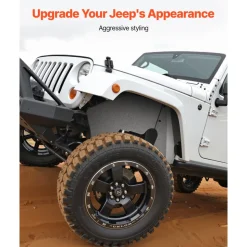 VEVOR Inner Fender Liner, Front Fender Liner Compatible with 2007-2018 Jeeps JK/JKU 2/4 Doors, Steel Mud Guards Bolt-on Style Fenders Flare, Wheel Well Cover Fenders Flare Liners, Scratch-Resistant