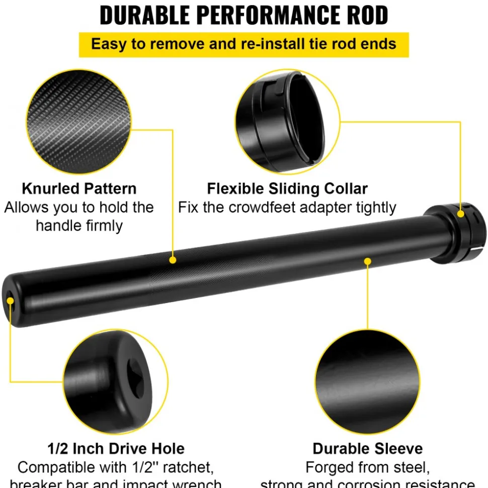 VEVOR Inner Tie Rod Installation Kit, Includes 13 Crowfoot Adapters, Durable 1/2 Inch Drive Tube for Efficient Removal, Crafted from Robust Steel, Ideal for Automotive Maintenance