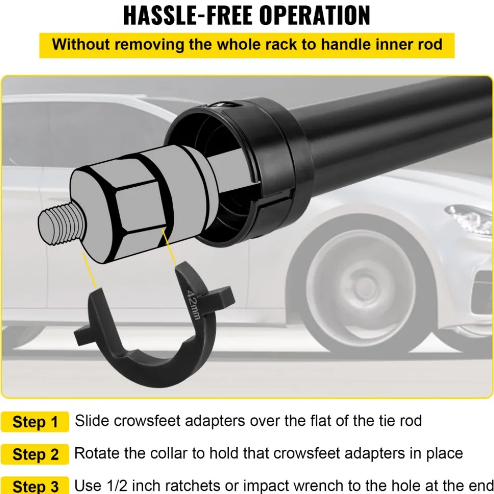 VEVOR Inner Tie Rod Installation Kit, Includes 13 Crowfoot Adapters, Durable 1/2 Inch Drive Tube for Efficient Removal, Crafted from Robust Steel, Ideal for Automotive Maintenance
