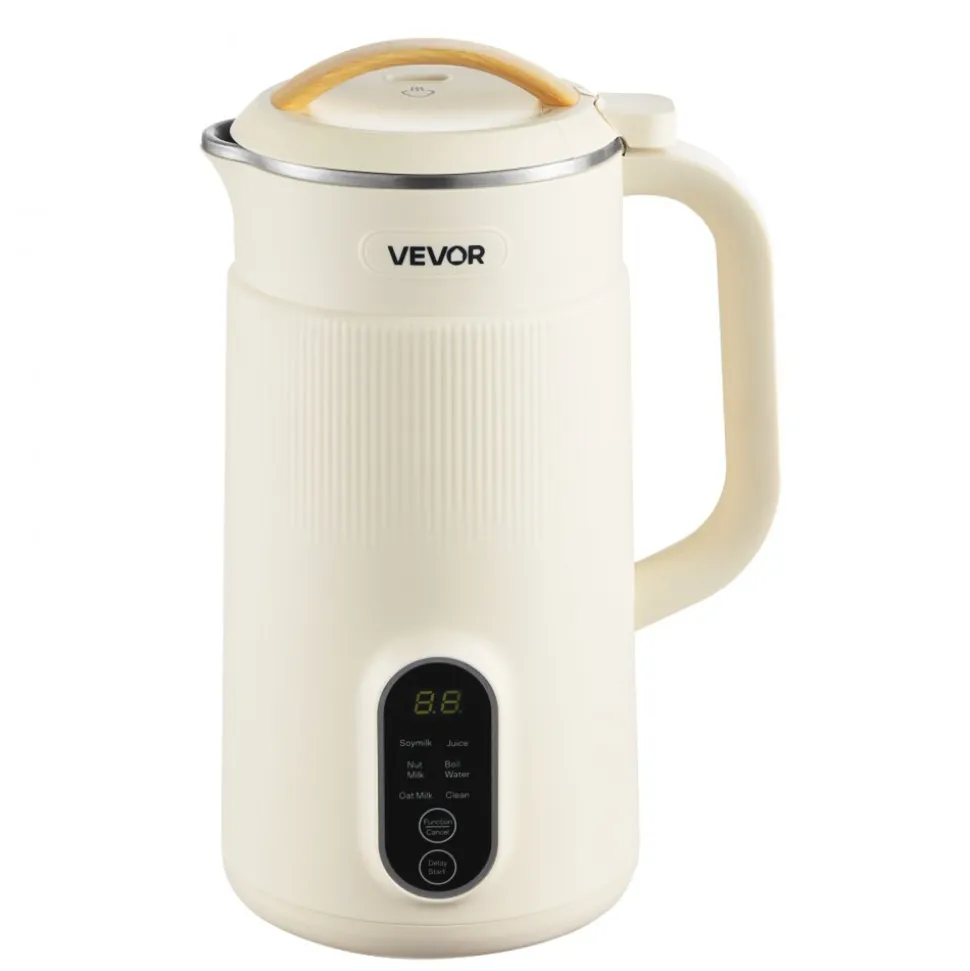 VEVOR 6-in-1 Nut Milk Maker, 20 oz Soy Milk Maker Machine with 6 Blades, for Homemade Oat, Nut, Soy, Juice, Plant-Based and Non Dairy Beverages with High-Temp Self-Cleaning, Boil Water, 12-Hour Delay
