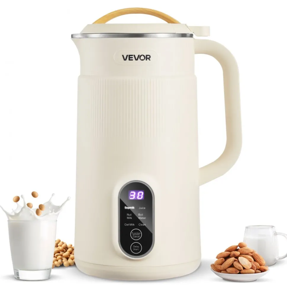 VEVOR 6-in-1 Nut Milk Maker, 20 oz Soy Milk Maker Machine with 6 Blades, for Homemade Oat, Nut, Soy, Juice, Plant-Based and Non Dairy Beverages with High-Temp Self-Cleaning, Boil Water, 12-Hour Delay