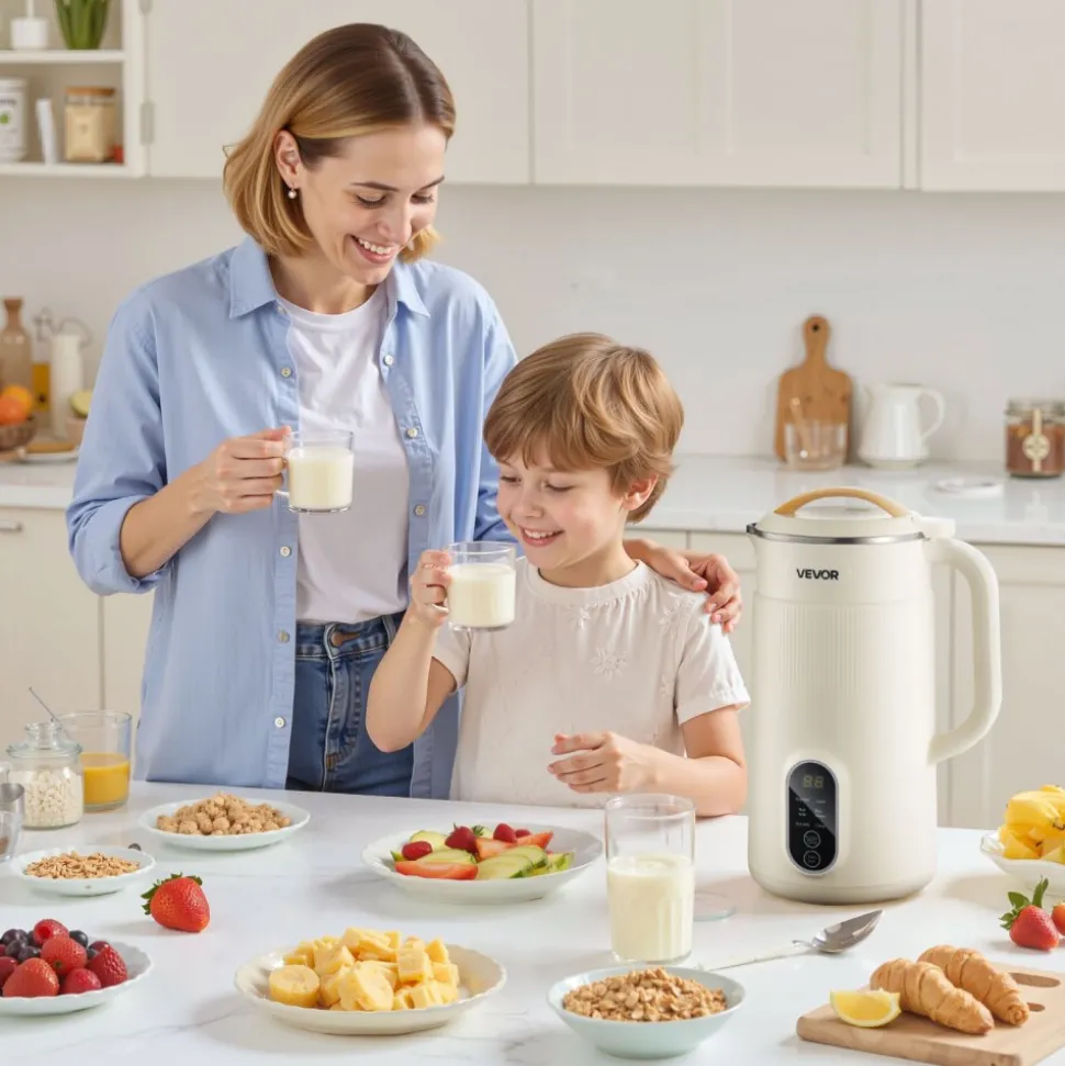VEVOR 6-in-1 Nut Milk Maker, 20 oz Soy Milk Maker Machine with 6 Blades, for Homemade Oat, Nut, Soy, Juice, Plant-Based and Non Dairy Beverages with High-Temp Self-Cleaning, Boil Water, 12-Hour Delay