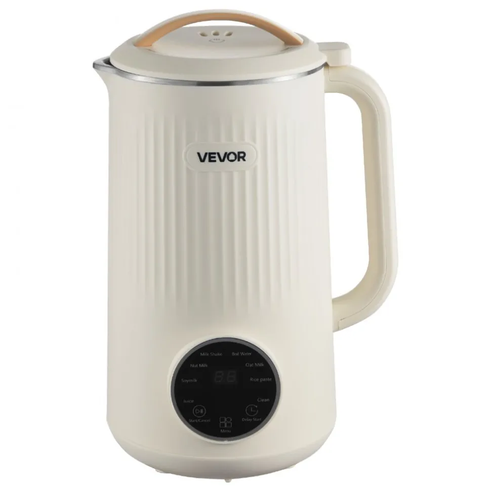 VEVOR 8-in-1 Nut Milk Maker, 34 oz Soy Milk Maker with 180W Blending, for Homemade Oat, Nut, Soy, Juice, Milkshake, Rice Cereal, Plant-Based Beverages with Self-Cleaning, Boil Water, 12-Hour Delay