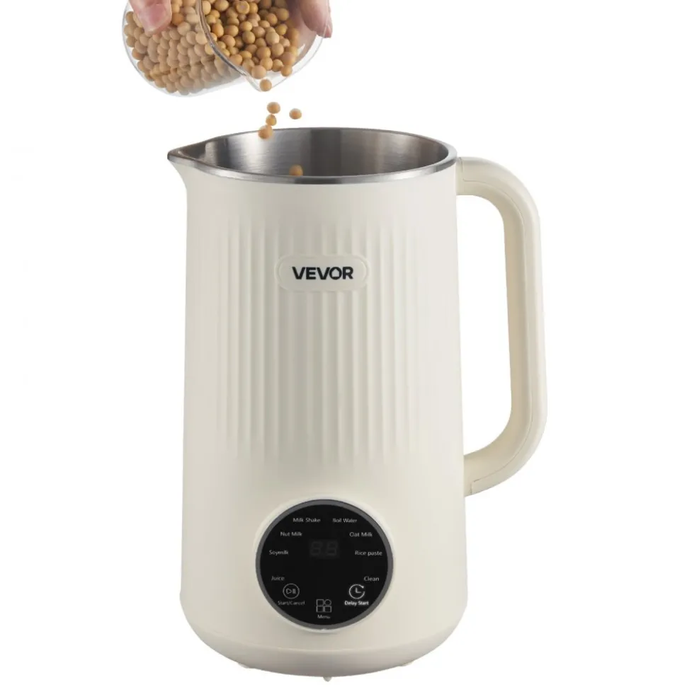 VEVOR 8-in-1 Nut Milk Maker, 41 oz Soy Milk Maker Machine with 10 Blades, for Homemade Oat, Nut, Soy, Juice, Milkshake, Rice Cereal, Plant-Based Beverages with Self-Cleaning, Boil Water, 12-Hour Delay