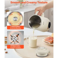 VEVOR 8-in-1 Nut Milk Maker, 41 oz Soy Milk Maker Machine with 10 Blades, for Homemade Oat, Nut, Soy, Juice, Milkshake, Rice Cereal, Plant-Based Beverages with Self-Cleaning, Boil Water, 12-Hour Delay