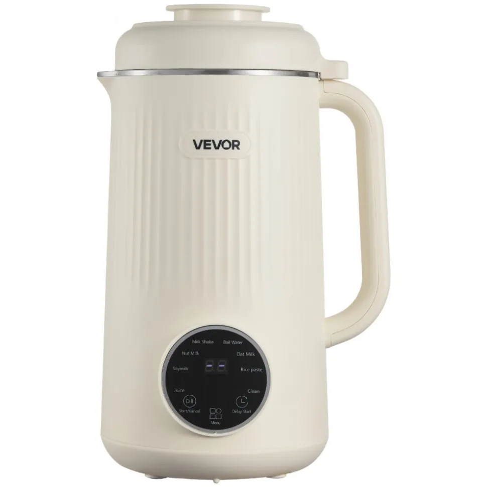 VEVOR 8-in-1 Nut Milk Maker, 41 oz Soy Milk Maker Machine with 10 Blades, for Homemade Oat, Nut, Soy, Juice, Milkshake, Rice Cereal, Plant-Based Beverages with Self-Cleaning, Boil Water, 12-Hour Delay