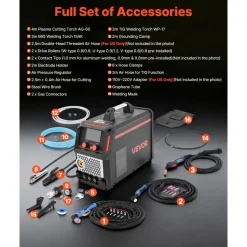 VEVOR 5-in-1 Plasma Cutter Welder Combo - CUT/TIG/Gas MIG/Flux MIG/MMA, 50A Non-Contact Plasma Cutting Machine & 200A Synergic Welder, 110V/220V Aluminum Pulse Mig Welder Compatible with Spool Gun