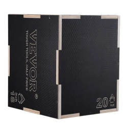 VEVOR 3 in 1 Plyometric Jump Box, 20/18/16 Inch Wooden Plyo Box, Platform & Jumping Agility Box, Anti-Slip Fitness Exercise Step Up Box for Home Gym Training, Conditioning Strength Training, Black