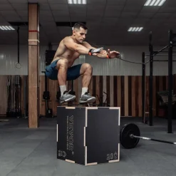 VEVOR 3 in 1 Plyometric Jump Box, 20/18/16 Inch Wooden Plyo Box, Platform & Jumping Agility Box, Anti-Slip Fitness Exercise Step Up Box for Home Gym Training, Conditioning Strength Training, Black