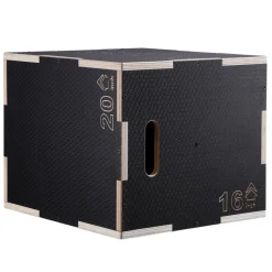 VEVOR 3 in 1 Plyometric Jump Box, 20/18/16 Inch Wooden Plyo Box, Platform & Jumping Agility Box, Anti-Slip Fitness Exercise Step Up Box for Home Gym Training, Conditioning Strength Training, Black