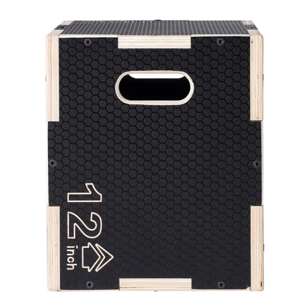 VEVOR 3 in 1 Plyometric Jump Box, 16/14/12 Inch Wooden Plyo Box, Platform & Jumping Agility Box, Anti-Slip Fitness Exercise Step Up Box for Home Gym Training, Conditioning Strength Training, Black