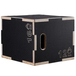 VEVOR 3 in 1 Plyometric Jump Box, 16/14/12 Inch Wooden Plyo Box, Platform & Jumping Agility Box, Anti-Slip Fitness Exercise Step Up Box for Home Gym Training, Conditioning Strength Training, Black