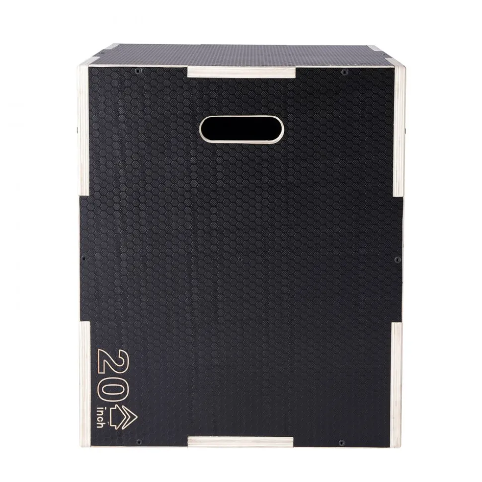 VEVOR 3 in 1 Plyometric Jump Box, 30/24/20 Inch Wooden Plyo Box, Platform & Jumping Agility Box, Anti-Slip Fitness Exercise Step Up Box for Home Gym Training, Conditioning Strength Training, Black