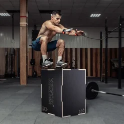 VEVOR 3 in 1 Plyometric Jump Box, 30/24/20 Inch Wooden Plyo Box, Platform & Jumping Agility Box, Anti-Slip Fitness Exercise Step Up Box for Home Gym Training, Conditioning Strength Training, Black