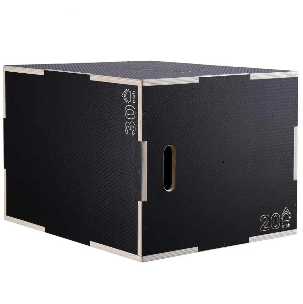 VEVOR 3 in 1 Plyometric Jump Box, 30/24/20 Inch Wooden Plyo Box, Platform & Jumping Agility Box, Anti-Slip Fitness Exercise Step Up Box for Home Gym Training, Conditioning Strength Training, Black