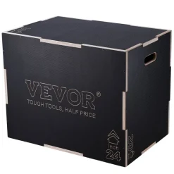 VEVOR 3 in 1 Plyometric Jump Box, 30/24/20 Inch Wooden Plyo Box, Platform & Jumping Agility Box, Anti-Slip Fitness Exercise Step Up Box for Home Gym Training, Conditioning Strength Training, Black