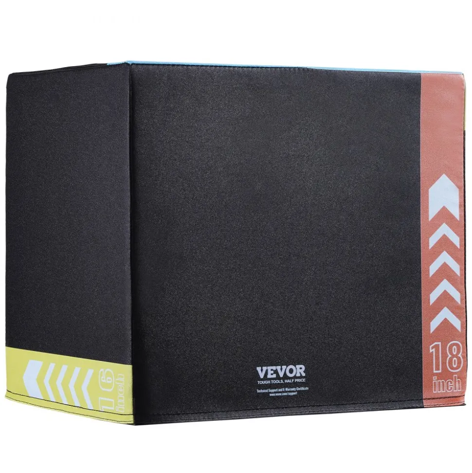 VEVOR 3 in 1 Plyometric Jump Box, 20/18/16 Inch Cotton Plyo Box, Platform & Jumping Agility Box, Anti-Slip Fitness Exercise Step Up Box for Home Gym Training, Conditioning Strength Training, Black