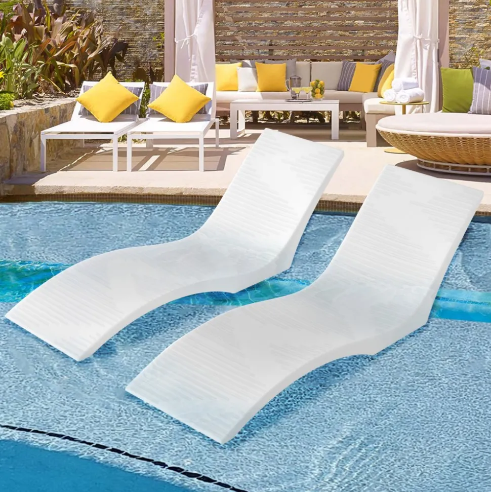 VEVOR In-Pool Lounge Chairs, Set of 2 Chaise Lounger, Inside Pool Lounge Chairs for up to 5" Water Depths, Fixed in Pools & Floating on Water, Suitable for All Pool Types, Poolside & Sun Deck Tanning