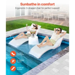 VEVOR In-Pool Lounge Chairs, Set of 2 Chaise Lounger, Inside Pool Lounge Chairs for up to 5