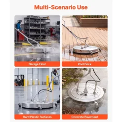 VEVOR 30 in Pressure Washer Surface Cleaner, Raised Handle, Stainless Steel, Power Washer Attachment with Wheels for Concrete, Patio, Sidewalk, Deck, Driveway, Floor, 4000 Max PSI, 3/8 Quick Connector