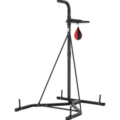 VEVOR 2 in 1 Punching Bag Stand, Steel Heavy Duty Workout Equipment, Adjustable Height Boxing Punching Bag and Speed Bag Stand, Freestanding Sandbag Rack, Holds Up to 140 lbs, for Home Gym Fitness