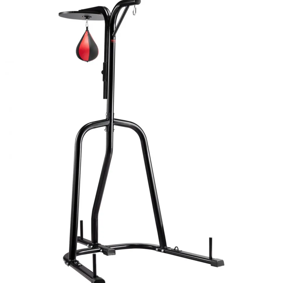 VEVOR 2 in 1 Punching Bag Stand, Steel Heavy Duty Workout Equipment, Adjustable Height Boxing Punching Bag and Speed Bag Stand, Freestanding Sandbag Rack, Holds Up to 140 lbs, for Home Gym Fitness