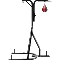 VEVOR 2 in 1 Punching Bag Stand, Steel Heavy Duty Workout Equipment, Adjustable Height Boxing Punching Bag and Speed Bag Stand, Freestanding Sandbag Rack, Holds Up to 140 lbs, for Home Gym Fitness