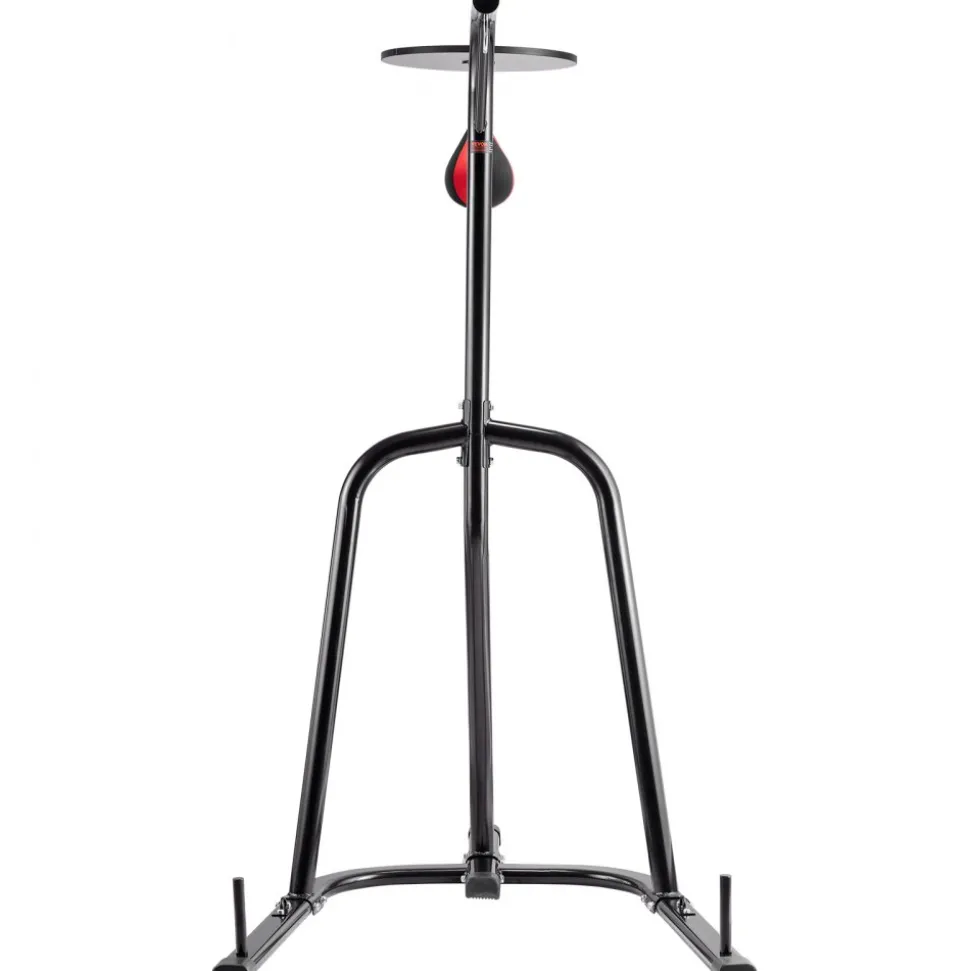 VEVOR 2 in 1 Punching Bag Stand, Steel Heavy Duty Workout Equipment, Adjustable Height Boxing Punching Bag and Speed Bag Stand, Freestanding Sandbag Rack, Holds Up to 140 lbs, for Home Gym Fitness