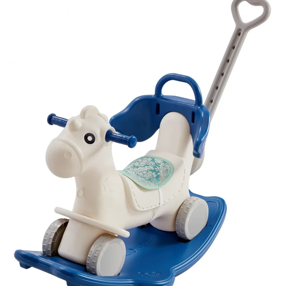 VEVOR 4 in 1 Rocking Horse for Toddlers 1-3 Years, Baby Rocking Horse with Detachable Balance Board, Push Handle and 4 Smooth Wheels, Support up to HDPE 80 lbs Kids Ride on Toy with Sound, Blue