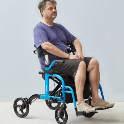 VEVOR 2 in 1 Rollator Walker & Transport Chair for Seniors, Folding Rolling Walker Wheelchair Combo & Footrests, Lightweight Aluminum Mobility Walker with Adjustable Handle, All Terrain Wheels, 300LBS