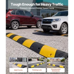 VEVOR 40 in Rubber Speed Bump, 2 Pack, 2 Channel Heavy Duty Traffic Speed Hump, 22000 lbs/Axle Load Capacity, Cable Protector Ramp with Expansion Screws, for Asphalt Concrete Gravel Driveway and Road