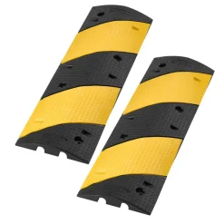 VEVOR 40 in Rubber Speed Bump, 2 Pack, 2 Channel Heavy Duty Traffic Speed Hump, 22000 lbs/Axle Load Capacity, Cable Protector Ramp with Expansion Screws, for Asphalt Concrete Gravel Driveway and Road