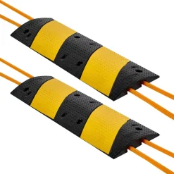 VEVOR 40 in Rubber Speed Bump, 2 Pack, 2 Channel Heavy Duty Traffic Speed Hump, 22000 lbs/Axle Load Capacity, Cable Protector Ramp with Expansion Screws, for Asphalt Concrete Gravel Driveway and Road