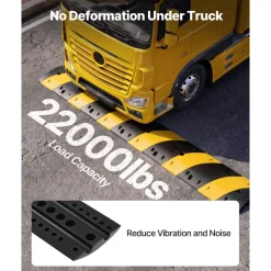 VEVOR 40 in Rubber Speed Bump, 2 Pack, 2 Channel Heavy Duty Traffic Speed Hump, 22000 lbs/Axle Load Capacity, Cable Protector Ramp with Expansion Screws, for Asphalt Concrete Gravel Driveway and Road