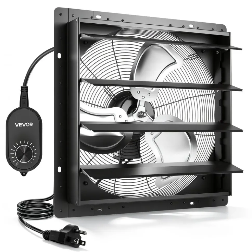 VEVOR 20 in Shutter Exhaust Fan Wall-Mount Automatic Louvers Variable Speed, Sturdy Steel Housing, Low Noise, AC Motor, 4499 CFM Ventilation and Cooling for Attic, Garage, Barn, Greenhouse, Workshop